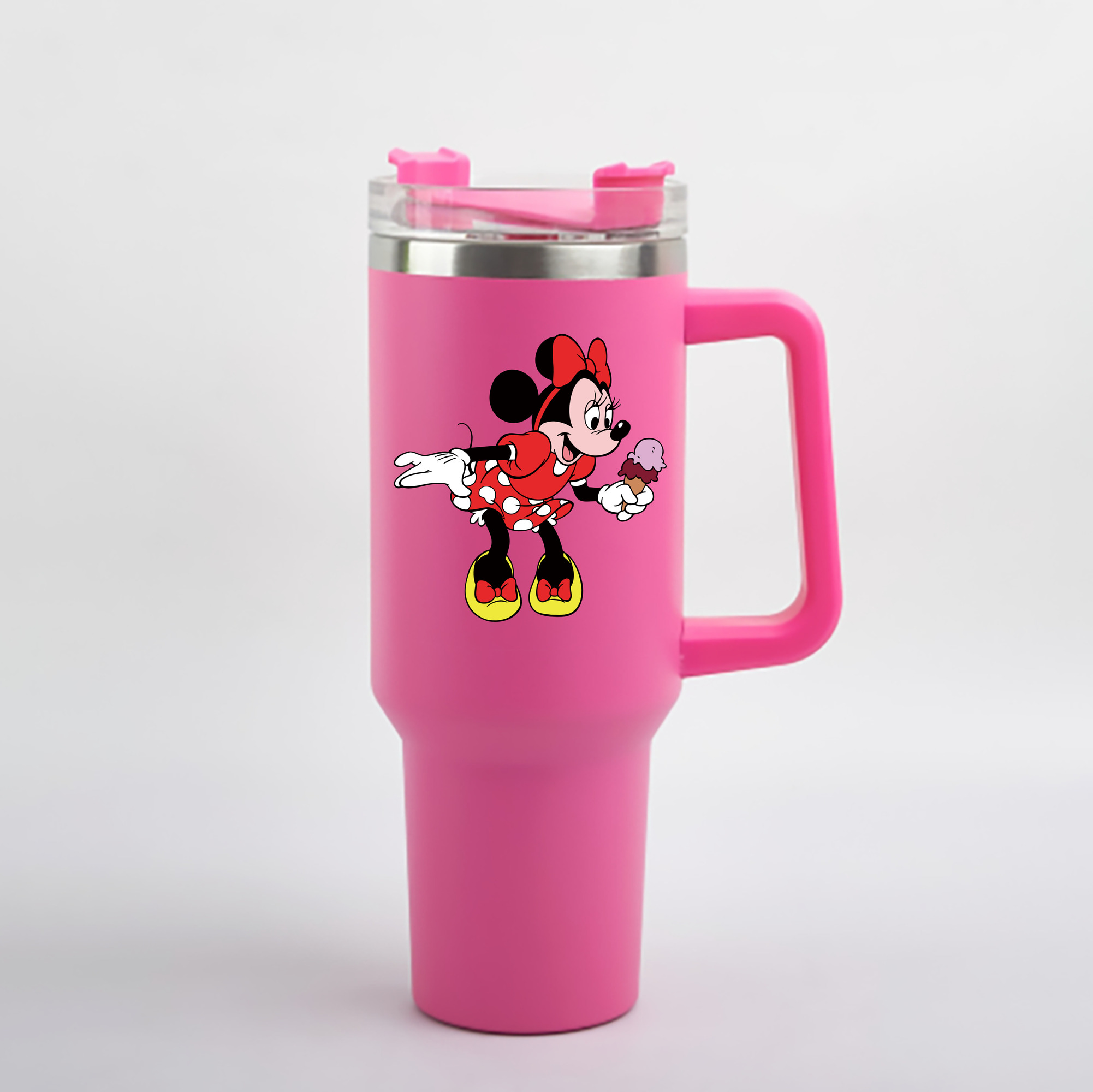 （画像用） ミッキーマウス Mickey Mouse 1200mL車用タンブラー - クリスタルステッカー（プラスチックストロー付き）